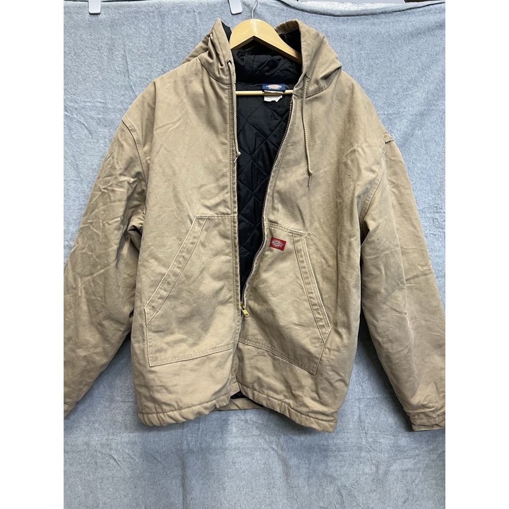 Dickies Mens TJ80RH Hooded Duck Canvas Work Jacket Tan Quilted Lined XXL 2X